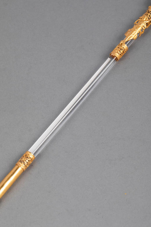 独角鹿西洋古董20世纪法国出品飘带女神主题铜鎏金精雕嵌卡梅奥古典女子肖像浮雕装饰水晶笔杆蘸水钢笔 商品图2