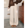 鹿向南「芦白风柔」高腰显瘦杏色休闲裤女秋冬设计感阔腿长款裤子 商品缩略图0