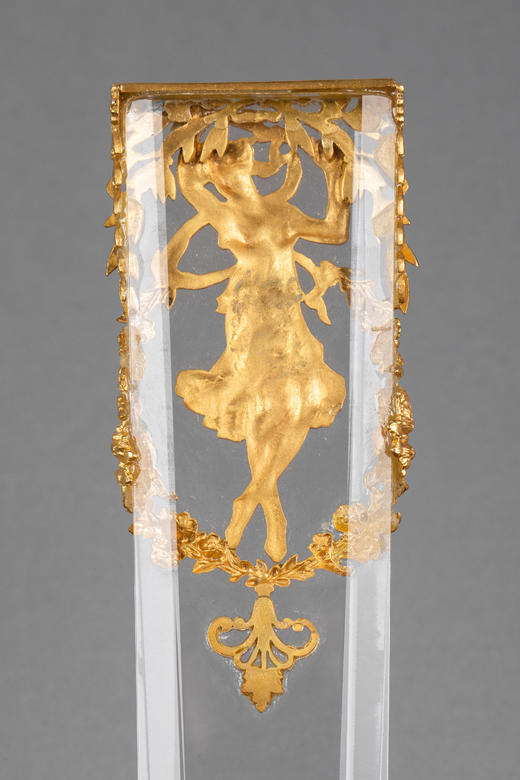 【已售】独角鹿西洋古董20世纪法国出品新艺术风格古典女神主题铜鎏金精雕装饰水晶翻书杖 商品图4