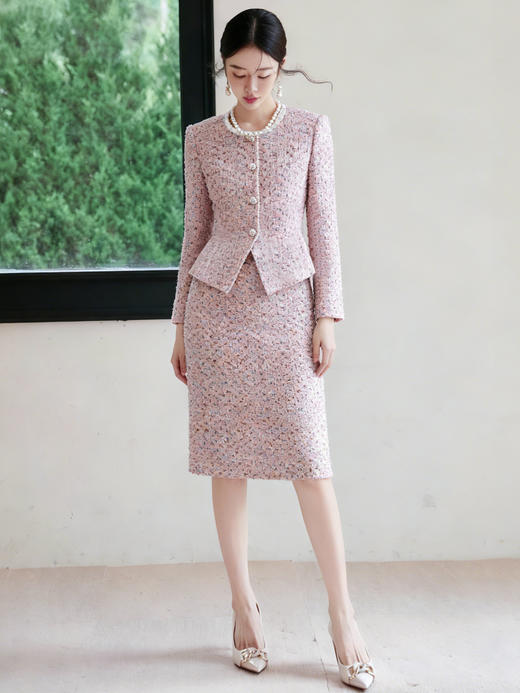 IWY/粉色小香风贵气千金套装冬新款轻奢高级感高端订婚套裙女士款WCS382 商品图2