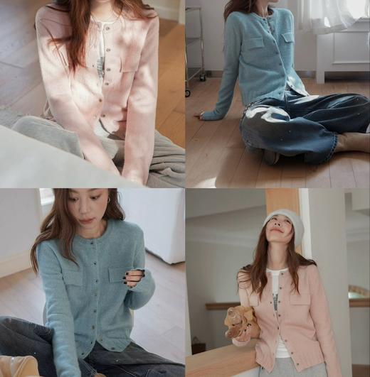 老米优品🎈初春冰淇淋色针织开衫《🌸含羊毛温柔针织开衫外套》 柔雾粉/慕光蓝双色显白到发光，氛围感拉满~~ 商品图3