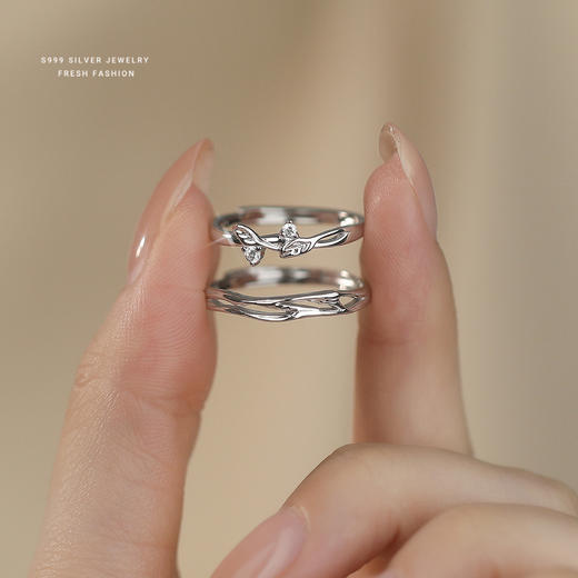 【连理枝】S999纯银情侣开口戒指【YXS-K2446】 商品图2