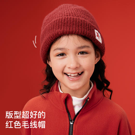 likeuu新年秋冬红色毛线帽子围巾手套男女中大童百搭保暖秋冬新款dr 商品图1