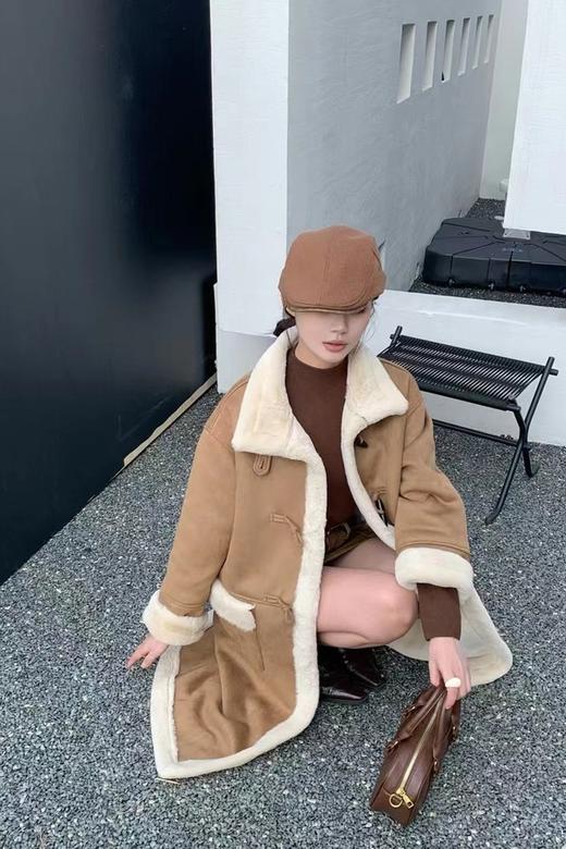LNNNS 牛角扣皮毛一体加厚中长款外套 21748 商品图4