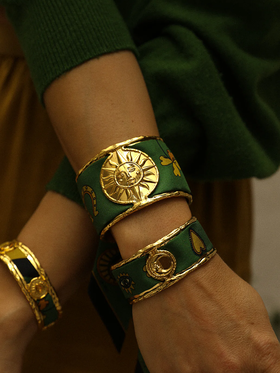 北京仓｜AN-NEE-LUNE-深绿色 幸运予你 2cm 丝巾手镯［法国设计师］