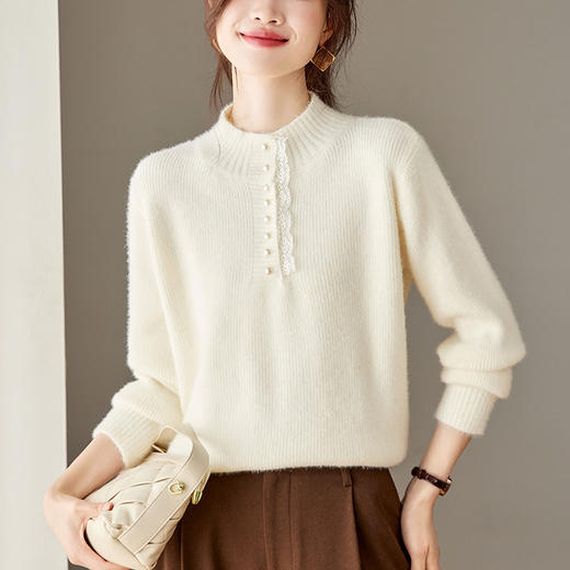 CC 2213蕾丝边打底衫厚款半高领大码小衫漂亮 商品图3