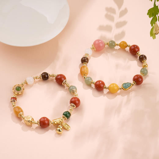 【福至心灵·南红多宝手串】敦煌福泽小众十二通宝南红手串和田玉蜜蜡多宝手串 商品图1