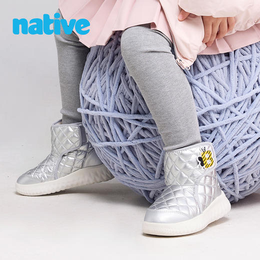 清仓价99元！Native儿童秋冬加绒短靴 加厚毛绒衬里，高帮包裹脚踝，冬天不冻脚 商品图3