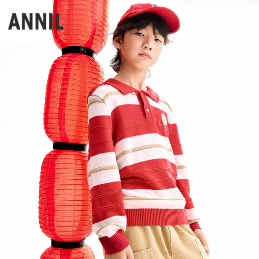 【实体店同款】男童翻领棉线衫春季新款安奈儿童装AB614014 商品图2
