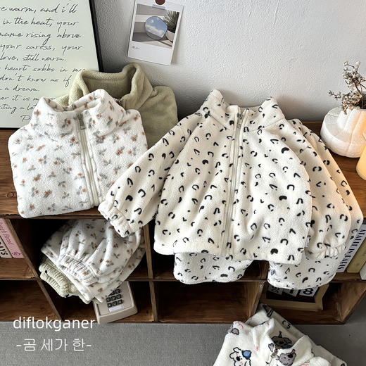 【温暖舒适俏皮可爱❗️宽松版型穿着舒适】春秋季儿童双面绒家居服套装校服内搭软糯亲肤舒适保暖两件套。jb 商品图0