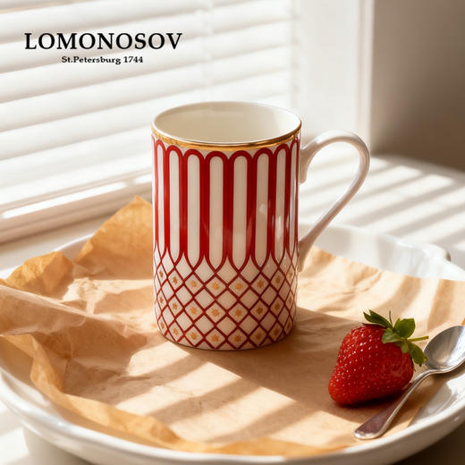 【绝美骨瓷 进口皇家品牌】俄皇LOMONOSOV  STAR飘带系列骨瓷马克杯子 高颜值情侣对杯 商品图2
