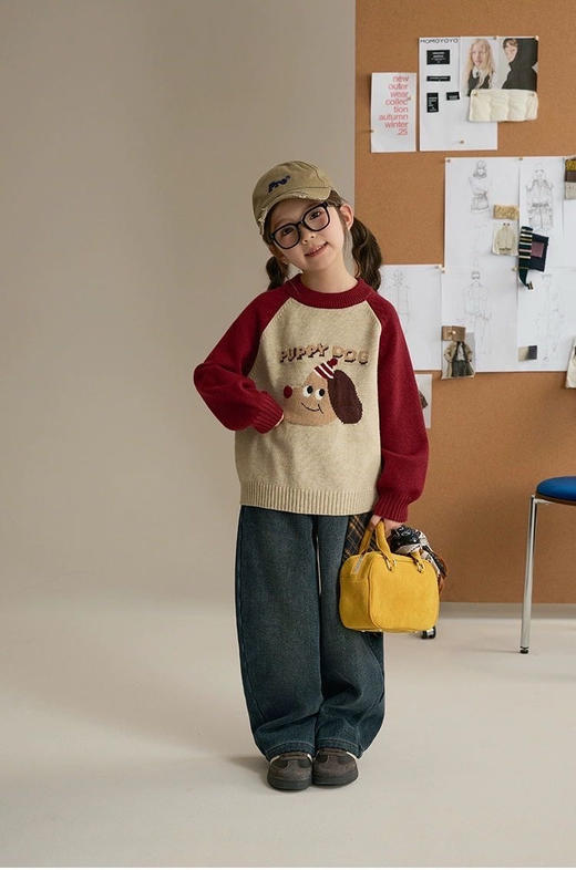 【新年氛围感发财狗儿童毛衣】兄妹装超绝💯🧨新年氛围感都要溢出来啦🧧精品绵羊绒质地软糯，治愈小狗图案提花，新年·聚会·圣诞·氛围感拉满❗️-AJYX 商品图8