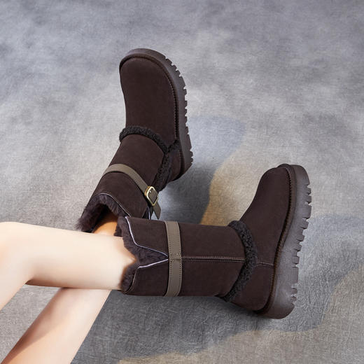 ZM 258776高筒防寒雪地靴羊毛靴真皮加厚保暖中筒棉鞋 商品图2