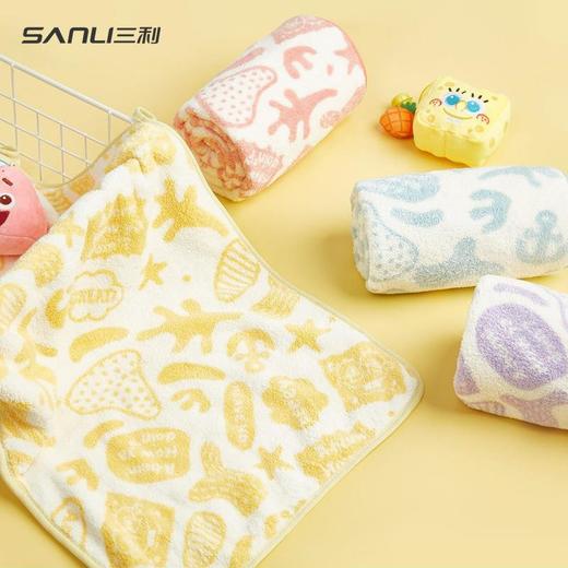 三利毛巾海绵宝宝联名毛巾珊瑚绒毛巾情侣面巾洗脸巾卡通印花毛巾 商品图3