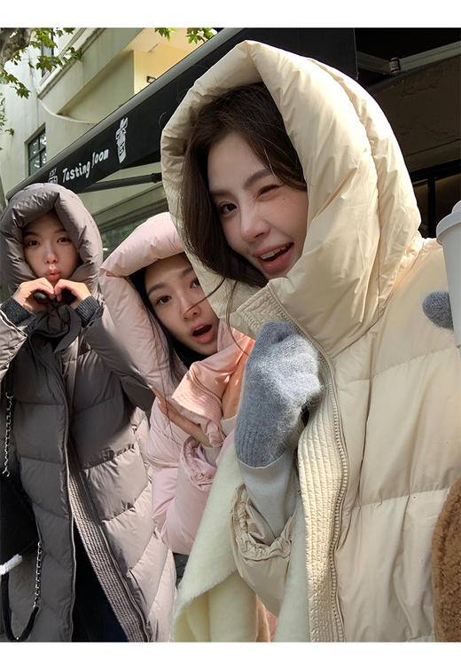 卉遇90白鹅绒长款经典百搭泡芙冰淇淋色系羽绒服HY-62 商品图9