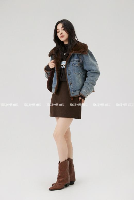 【门店同款】ENJOY冬季“游牧漫寻”翻领毛毛牛仔外套 168143232 商品图1