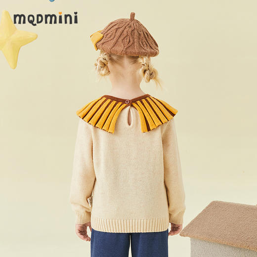 【秒】【专柜同款】MQD童装女小童毛衣秋冬新款复古百褶领儿童针织衫 商品图2