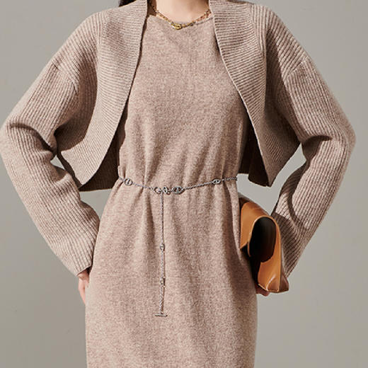 剩S 芳外 100%羊毛针织开衫+羊毛背心裙套装 两件套1659 商品图8