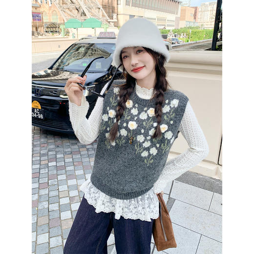 【149元任选2件】现货！ 韩系刺绣针织马甲 商品图3
