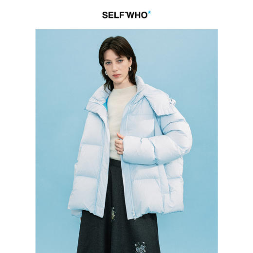 [马君妍同款]SELFWHO90白鸭绒羽绒服女装冬季新款可拆卸连帽外套 商品图3