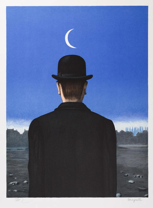 【已售】独角鹿西洋古董2010年法国巴黎Art-Lithographies出版雷内·马格利特图版签名限量彩色石版画作品《Le Maître d'École 校长》 商品图2