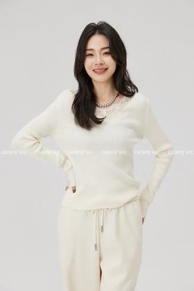 【门店同款】ENJOY冬季“暖冬软糖”蕾丝拼接针织上衣 167993075