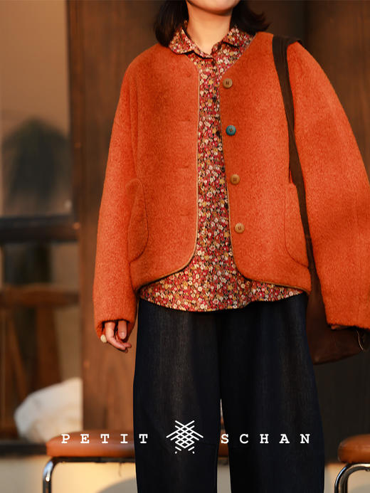 PETIT SCHAN小闪 CLO#991 The Coral Sea 珊瑚海 进口羊羔毛松弛感外套 商品图3