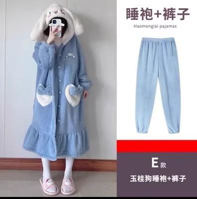 2024新款珊瑚绒睡衣女毛绒家居服冬季加厚加绒睡袍女秋冬长款浴袍 商品图3