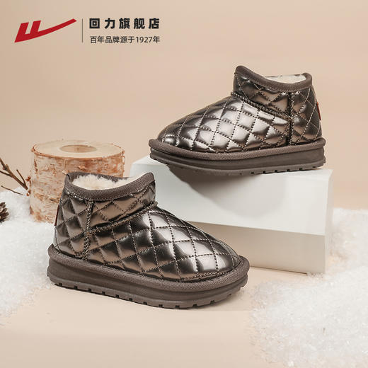回力童鞋雪地靴冬季新款女童加绒加厚儿童雪地棉鞋皮毛一体保暖鞋 商品图0