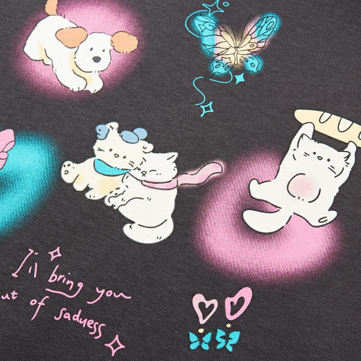 【MQD】冬季女大童学院风潮酷休闲卡通加绒连帽卫衣 商品图4