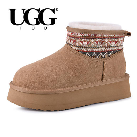 澳洲UGG厚底民族风短筒羊皮毛一体雪地靴 商品图6