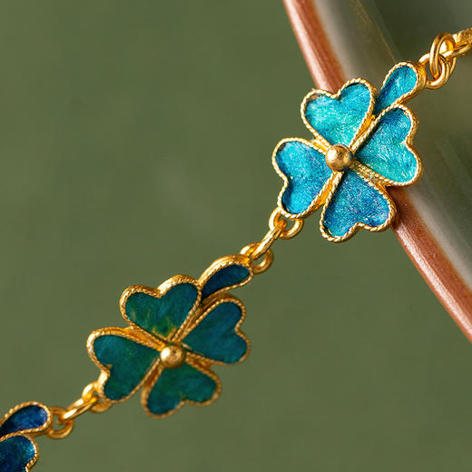 【林栖设计小店】孔雀羽毛手链仿点翠优雅2026早春新款饰品女2961233 商品图3