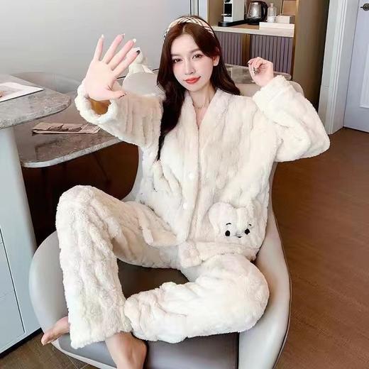新款秋冬女睡衣套装外穿加厚保暖珊瑚绒法兰绒女士家居服新款新品 商品图3