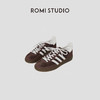 ROMI STUDIO“美式复古”牛皮拼羊皮绒面撞色平底德训鞋RW24LP30854 商品缩略图0