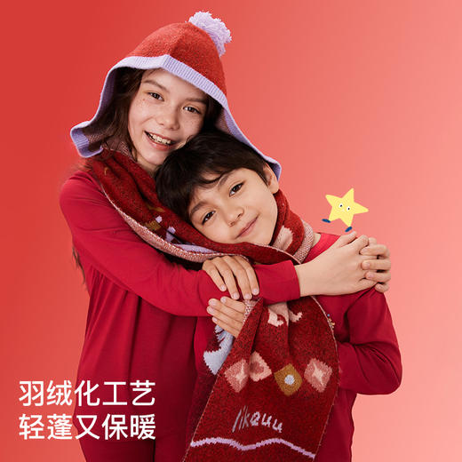 likeuu儿童保暖内衣套装本命年红色秋衣秋裤男女大童新年马年礼盒dr 商品图2
