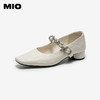 MIO米奥玛丽珍鞋2026春季新款粗跟单鞋一字带金属扣闪钻饰扣女鞋M261461010 商品缩略图0