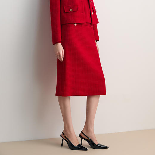 EITIE爱特爱H型塑形包臀后中开衩设计时尚优雅半裙8506201 商品图2