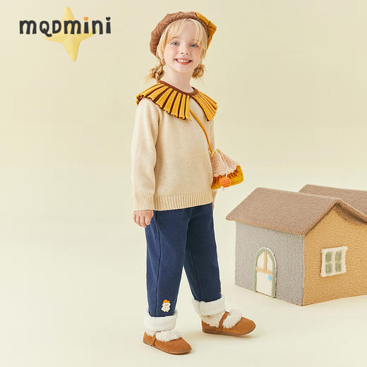 【秒】【专柜同款】MQD童装女小童毛衣秋冬新款复古百褶领儿童针织衫 商品图3