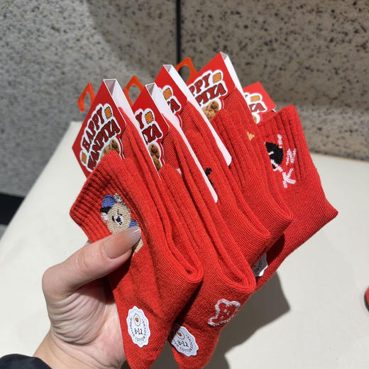  儿童卡通新年袜5双装，精梳棉面料亲肤柔软不勒脚踝也不易滑落不掉色 大胆放心给宝宝穿 商品图3