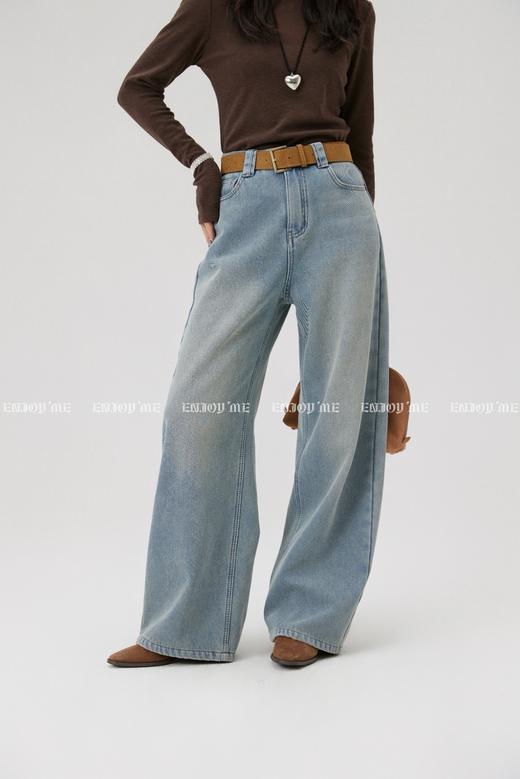 【门店同款】ENJOY冬季水洗磨白复合绒阔腿裤 168099972 商品图1