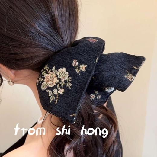 新中式方形古风古典提花大肠发圈扎发发绳质感头绳发饰 商品图1