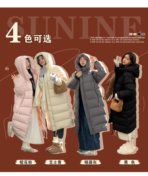 卉遇90白鹅绒长款经典百搭泡芙冰淇淋色系羽绒服HY-62 商品图0