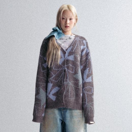 GOODBAI GOODEES 秋冬新款蝴蝶结提花毛衣开衫外套 商品图0