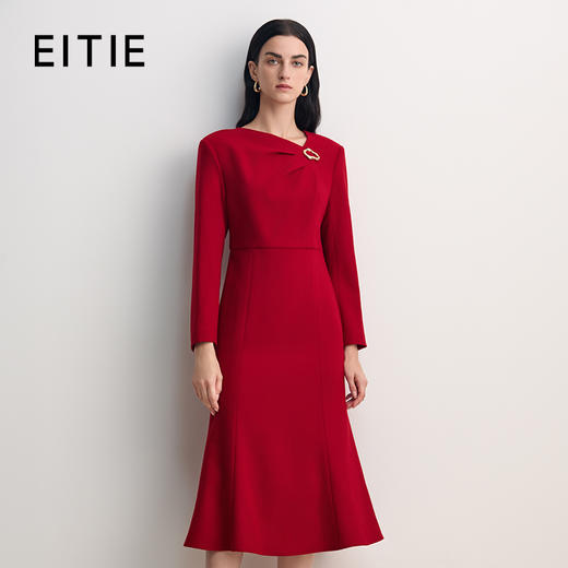 EITIE爱特爱收腰鱼尾裙摆领口金属扣细节设计精致优雅礼服8577202 商品图2