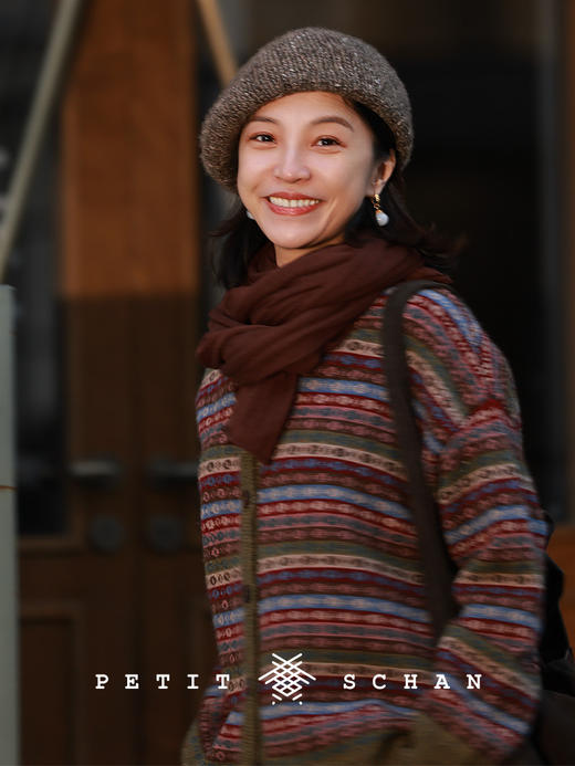 PETIT SCHAN小闪 CLO#992 Bonfire on a Snowy Night 雪夜篝火 羊毛复古提花费尔岛开衫 商品图0