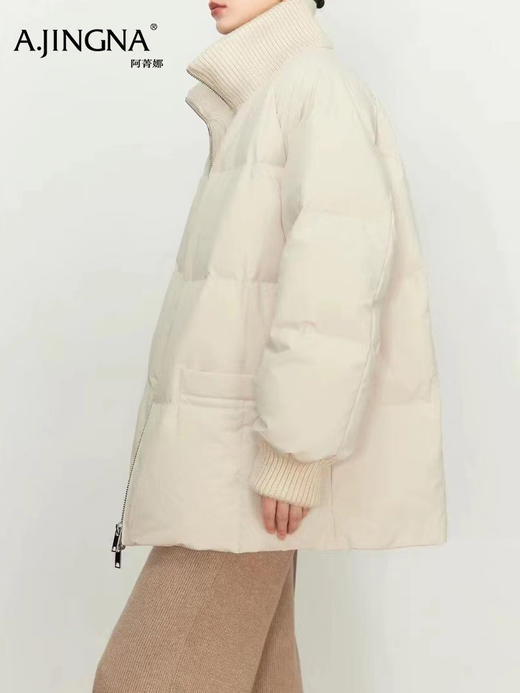 【拼接针织】阿菁娜冬季新款拼接针织羽绒服立领袖口防风设计F30D216031 商品图4