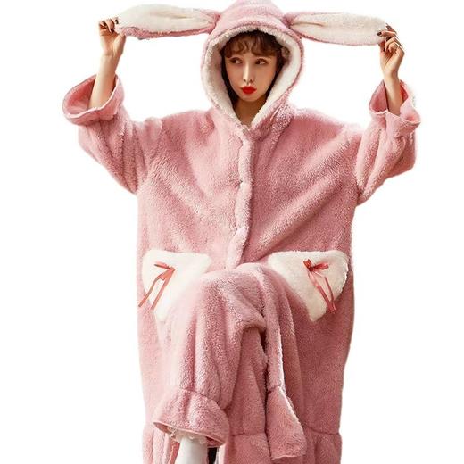 珊瑚绒睡衣女长袖2024年法兰绒保暖春秋天家居服套装可外穿柔软 商品图4