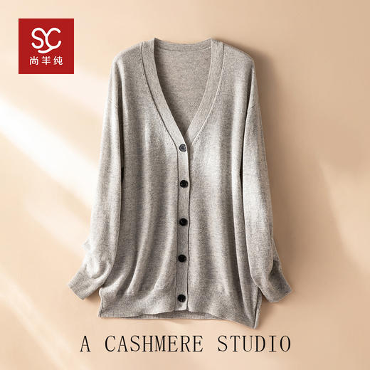 旷野之风~100山羊绒针织开衫男V领宽松休闲纯色外套CYR25158 商品图4