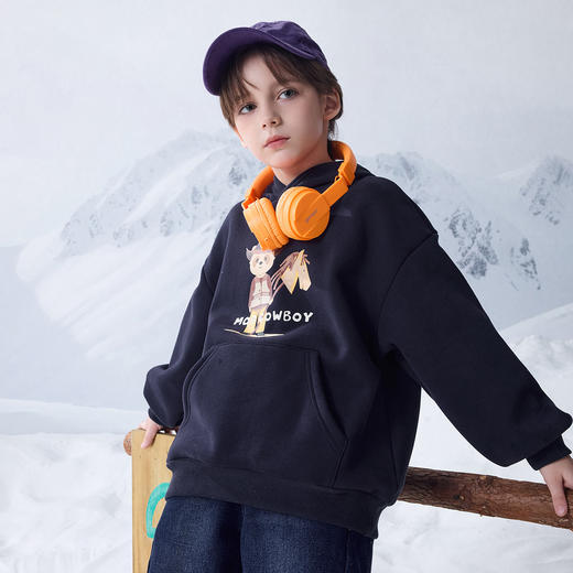 【MQD】童装男童连帽加绒卫衣秋冬新款儿童长袖内搭男大童打底 商品图3