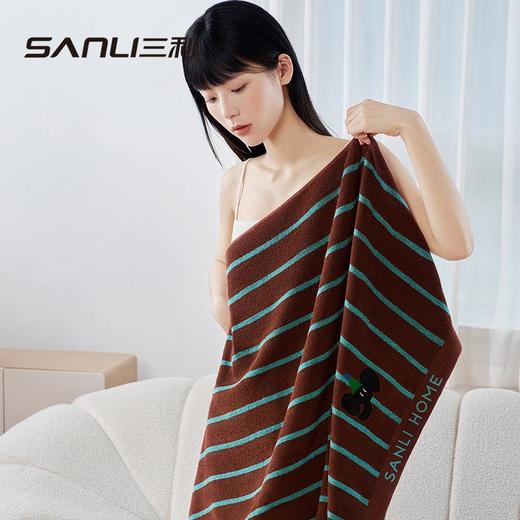 三利毛巾纯棉浴巾条纹提花毛巾成人卡通刺绣洗澡巾情侣家居裹澡巾 商品图4